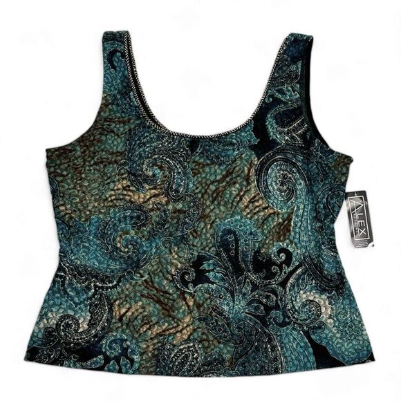 90s Alex Shimmer Paisley Stretch Tank Top XL Whimsigoth Fairy Goth Boho  Mermaid - Picture 1 of 8